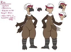 2022 4_fingers 4_toes accessory accipitriform anthro ass avian big_butt bird black_eyes blush bottom_heavy breasts brown_nipples brown_pussy claws clitoris english_text feathers feet felino female fingers front_view furgonomics genitals grey_claws hand_on_hip headband headband_only hi_res kiki_(felino) looking_away model_sheet multiple_angles nipples nude onomatopoeia open_mouth pink_headband pussy rear_view scooter simple_background small_breasts smile solo sound_effects tail_feathers talons text thick_thighs toe_claws toes vulture white_background wide_hips yellow_sclera