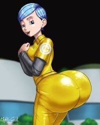 1girls ass big_ass blue_hair bubble_ass bubble_butt bulma_briefs dragon_ball dragon_ball_super dragon_ball_super_super_hero huge_ass mightycock