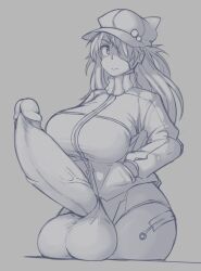 1futa asuka_langley_sohryu balls big_breasts bodysuit breasts clothed clothing erection eyepatch futa_only futanari hat huge_balls huge_cock human jacket kemonomimi kittenboogers large_breasts long_hair monochrome mostly_clothed neon_genesis_evangelion penis penis_out plugsuit rebuild_of_evangelion sketch solo standing thick_thighs turtleneck wide_hips zipper