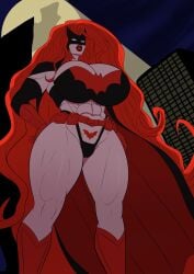 1girls annon batman_(series) batwoman big_breasts bimbo busty curvy dc dc_comics female female_only huge_breasts kate_kane long_hair muscular muscular_female pale-skinned_female pale_skin red_hair skimpy solo superheroine thick_lips venus_body voluptuous