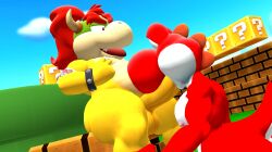 3d 3d_(artwork) aged_up anthro anthro_on_anthro anthro_only anthro_penetrating anthrofied balls ballsack bottomless bottomless_male bowser_jr. completely_nude completely_nude_male erect_nipples erect_penis erection gay gay_sex looking_at_partner male male/male male_nipple_tweak male_only male_penetrating mario_(series) muscular muscular_anthro muscular_male nintendo nipple_tweak nipples nude nude_male pecs pectorals penetration penis penis_out red_yoshi saiyangoku4_(artist) sfm source_filmmaker super_mario_bros. veiny veiny_penis yoshi