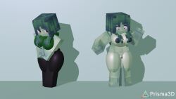 big big_ass big_breasts big_butt big_thighs clothing green_hair green_skin huge_ass minecraft nude oc posing prisma3d red_eyes shocked_eyes tagme thick_thighs zombie zombie_(minecraft) zombie_girl