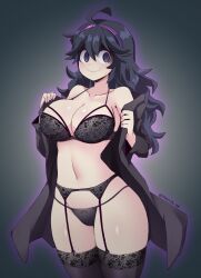 1girls absurd_res ahoge black_lingerie bra breasts female game_freak garter_belt garter_straps goth hairband hex_maniac hi_res hips jarckius large_breasts light-skinned_female light_skin lingerie long_hair looking_at_viewer messy_hair nintendo panties pokemon pokemon_xy purple_eyes purple_hair slim_waist smile thick_thighs thighhighs thighs very_long_hair wide_hips