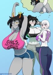 1girls 2futas anal ass big_breasts black_hair black_lipstick blue_eyes blush booty_shorts breasts bulge casual casual_boner checking_out clothing daydream double_penetration eager eager_bottom erection erection_under_clothes fangs fantasizing female futa_on_female futadom futanari glasses green_eyes grey_skin gym_clothes homestuck horns huge_breasts imagining jade_harley lesbian long_hair mindwipe ms_paint_adventures muscular muscular_futanari naked one_eye_closed open_mouth penis planetofjunk ponytail purple_eyes pussy pussy_juice rose_lalonde short_hair source_request sports_bra stretching thinking thought_bubble tongue towel vaginal_penetration vriska_serket weightlifting weights white_hair white_skin yoga_pants