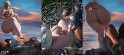 2021 2girls 3d ass big_ass big_breasts breasts comic crossover disney elsa_(frozen) fanart female frozen_(film) giantess gigantic_ass ginormica gtsx3d huge_ass large_ass large_breasts massive_ass monsters_vs_aliens susan_murphy thick_thighs white_hair