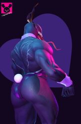 1male ass big_butt bunnysuit crossdressing dark_body dollymolly323 gay humanoid long_tongue male male_only marvel muscular muscular_male smooth_skin solo venom venom_(marvel)