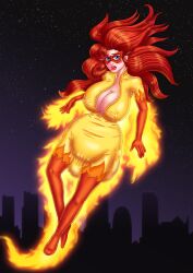 1girls big_breasts breasts cleavage diaper female female_only firestar_(marvel) human human_only light-skinned_female light_skin marvel messy_diaper nipple_bulge red_hair scat soiling solo spider-man_(series) superhero wishberri