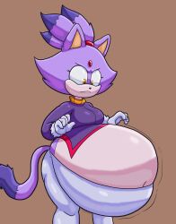 1girls anthro belly blaze_the_cat female female_only furry inflated_belly inflation sega solo sonic_(series) tascom