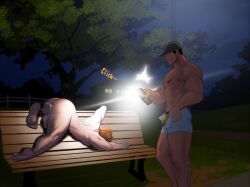 after_rape beefy bench big_pecs bleach camera camera_flash cocky cum_in_ass daddy drugged exhibitionism fucked_silly gay ichigo_kurosaki male/male male_only manly mind_break muscles muscular muscular_male park pecs public public_nudity rape smile spent taking_picture tough_guy uni0421 yaoi yetigo