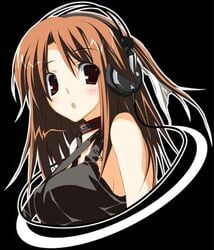 blush brown_hair headphones kagome_(traumatize) lowres