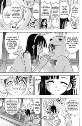 age_difference akamatsu_ken animal_ear bunny_costume bunny_ear bunnysuit clothing comic glasses highres mahou_sensei_negima mahou_sensei_negima! monochrome negi_springfield older_female sakurazaki_setsuna translated younger_male