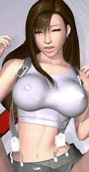 3d 7_(artist) animated breasts brown_hair closed_eyes erect_nipples female female_only fighting_cuties final_fantasy final_fantasy_vii human lowres polygon solo suspenders tifa_lockhart