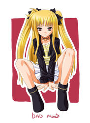 blonde_hair english fate_testarossa frown lyrical_nanoha mahou_shoujo_lyrical_nanoha mahou_shoujo_lyrical_nanoha_a's solo tied_hair twintails umekichi