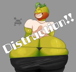 anthro ass ass_cleavage big_ass big_butt butt_crack clothes gothicc_komy_(artist) looking_at_viewer mr._piranha_(the_bad_guys) piranha_(fish) text the_bad_guys thick_ass