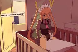 1girls animated diaper door english_text female hollydiver234 horns humping kneeling large_breasts maid messy_diaper miss_kobayashi's_dragon_maid mp4 no_sound one_eye_closed open_mouth pillow pillow_humping scat sex_toy stink_lines tohru_(dragon_maid) twintails vibrator video