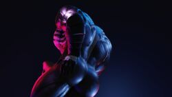 1boy 3d ass big_ass dark_body dick erection foxdan02 from_behind humanoid male male_only marvel marvel_comics monster muscular muscular_male nude penis smooth_skin solo solo_focus symbiote thick_thighs venom venom_(marvel)