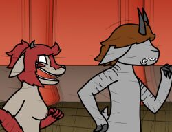 anthro bovid brimou caprine chase duo female funny_i_guess goat grinion male male/female mammal running smiley_cindy_(skashi95)