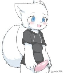 animal_penis anthro blush changed_(video_game) changed_fan_artist chano furry hoodie knot lin_(changed) male_only penis