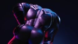 1boy 3d ass big_ass bubble_ass bubble_butt dark_body foxdan02 from_behind gay humanoid male male_only marvel marvel_comics monster muscular muscular_male nude smooth_skin solo solo_focus symbiote thick_thighs venom venom_(marvel)