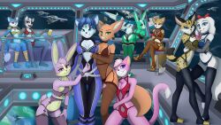 6+girls anthro blue_body blue_fur bra brown_body brown_fur canid canine daughter dinosaur_planet domestic_cat domestic_dog fara_phoenix fay_spaniel felid feline female female_only fox fur furry furry_only green_body green_fur grey_body grey_fur group katt_monroe krystal krystal_(dinosaur_planet) lucy_hare lynx mammal miyu_lynx nintendo outer_space panties pink_body pink_fur pool rabbit rareware remarkably_average rule_63 space spacecraft star_fox tail vivian_hare vixy_reinard white_fur window wolf wolf_o'donnell