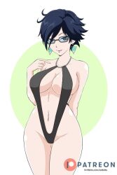 bayonetta bayonetta_(character) bayonetta_2 bikini black_hair breasts cleavage cleavage_cutout female female_only glasses looking_at_viewer noboru_revista solo tagme