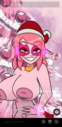 1girls accurate_art_style axxxolartz big_breasts breasts christmas edit edited female huge_breasts miss_heed_(villainous) nipples nude nude_female nudity pink_eyes pink_hair pink_nipples pink_skin screencap screenshot screenshot_edit tiktok tiktok_overlay villainous