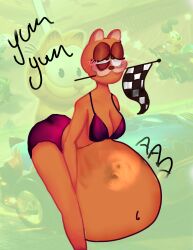 anthro blush bra breasts cat female_only furry garfield_(series) garfield_and_friends garfield_kart large_breasts panties vore