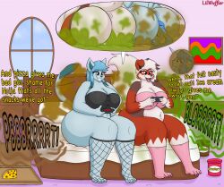 2girls ass big_ass big_breasts breasts fart fart_cloud fart_fetish farting female furry furry_only lilwuffler_(artist)