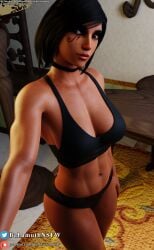 1girls 3d black_hair bra choker cleavage darkbahamuth female female_only fit fit_female inside lingerie overwatch panties patreon_username pharah pinup selfie selfie_pose short_hair tattoo twitter_username underwear