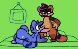 animated anthro anthro_on_anthro anthro_penetrated anthro_penetrating anthro_penetrating_anthro ass balls big_butt big_penis dominant dominant_male duo face_fucking fellatio genitals inside lying male male/male male_penetrated male_penetrating male_penetrating_male mammal mikeyracc on_side oral oral_penetration penetration penile penis procyonid raccoon sex superiorfox thick_thighs thrust thrusting thrusting_into_mouth