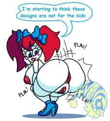 anus big_ass big_breasts big_butt big_nipples blue_eyes clapping_cheeks clown clown_girl dialogue doll doll_joints high_heels jevans poppy_(poppy_playtime) poppy_playtime puffy_anus puffy_nipples puffy_pussy pussy red_hair shortstack solo twerking white_skin