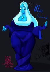 big_breasts blue_diamond_(steven_universe) blue_eyes blue_hair blue_skin chubby huge_breasts nipple_bulge plump steven_universe tagme thick_thighs trophimos