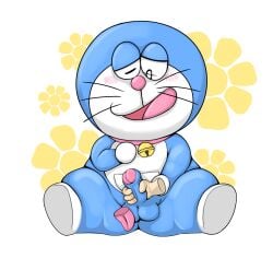 adorable ass ass balls big_ass big_butt blue_body blue_skin blush blush chubby chubby_male cocampplus cocampplus_(artist) cute cute_face doraemon doraemon_(character) feline feline glans handjob jingle_bell licking_balls licking_testicles looking_down male male_only open_mouth overweight overweight_male penis pocket red_collar robot robot_cat smiling solo solo_male testicles whiskers white_feet white_hands