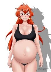 1girls big_breasts clothed freshlyet lina_inverse netorare pregnant pregnant_belly pregnant_female ready_to_pop red_eyes red_hair slayers solo solo_female underwear