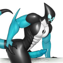 1boy alien ben_10 blue_skin boner cartoon_network circumcised cum cum_covered cum_drip erect_penis erection hard_on kappibara kineceleran male male_only masked muscles muscular muscular_male penis_out tail thick_thighs xlr8