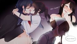 2boys amao_odayaka ayano_aishi black_hair blush brown_hair crying cuckold dark_blue_hair female jealous kissing koumi-senpai oko_ruto rule_63 tears yandere yandere_simulator