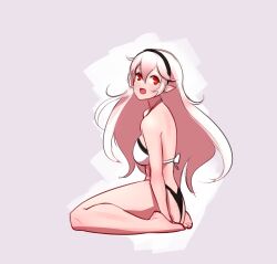 bikini bikini_skirt corrin_(fire_emblem) corrin_(fire_emblem)_(female) female female_only fire_emblem fire_emblem_fates fire_emblem_heroes jaxartdump nintendo official_alternate_costume sideboob solo swimsuit white_bikini white_hair white_swimsuit