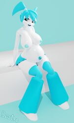 1girls 3d black_eyes blue_hair female female_only hdddestroyer jenny_wakeman my_life_as_a_teenage_robot nude pregnant pregnant_female pseudo_hair robot robot_girl robot_humanoid short_hair skirt smile xj-9