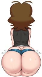 1girls ass ass_cleavage big_ass big_butt bottom_heavy brown_hair bubble_ass bubble_butt butt butt_crack clothing daisy_dukes dat_ass denim_thong fat_ass fat_ass_teen female female_only grey_impact hilda_(pokemon) huge_ass huge_butt human large_ass nintendo pale_skin pokemon short_shorts shorts solo solo_female sweat teen teenage_girl teenager thick thick_ass thong tomboy voluptuous white_background wide_hips young