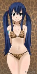 1girls big_ass big_butt bikini blue_hair cute fairy_tail gaston18 highres leopard_print long_hair looking_at_viewer small_breasts smaller_female solo solo_female teenager wendy_marvell wide_hips