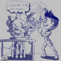 1girls 2boys animal_crossing animal_crossing_boy animal_crossing_girl biting_lip bow digital_media_(artwork) duo_male female human jackintaro joy_(jackintaro) male moustache nintendo ponytail ribbon sketch sole_female tied_hair trio underwear villager_(animal_crossing)