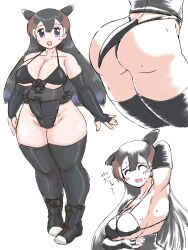 1girls animal_ears armpits ass big_ass big_breasts bra breasts corset elbow_gloves female female_only gloves hukuroneko kemono_friends leotard mountain_tapir_(kemono_friends) smile solo tail thick_thighs thighhighs