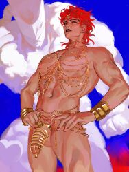 2boys ashva chastity_cage dio_brando jojo's_bizarre_adventure male_focus male_only muscular muscular_male penis solo solo_focus solo_male stand_(jjba) stardust_crusaders the_world