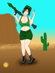 beelceteam black_hair green_eyes guns rule_63 smoking soldier vlascko