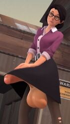 1futa 3d big_balls big_penis futa_only futanari glasses ineffective_skirt lamanthias miss_pauling penis_under_skirt skirt solo solo_futa source_filmmaker team_fortress team_fortress_2 valve