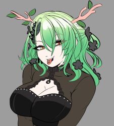 1girls cartoony ceres_fauna female female_only goth goth_girl gothic green_hair hololive hololive_english hololive_english_-council- hololive_english_-promise- humanoid peagade piercing solo tagme tongue tongue_out tongue_piercing virtual_youtuber yellow_eyes