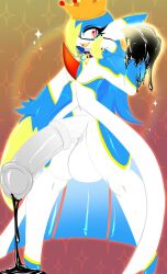 1boy alternate_color animal_genitalia animal_penis anthro balls big_balls big_penis bodily_fluids bottomless clothed clothing colored_cum cum daffodil_squeaks_(character) digital_media_(artwork) equine_penis erection fan_character femboy gaiki gardevoir genital_fluids genitals girly hi_res huge_balls huge_cock humanoid hyper hyper_genitalia hyper_penis latex male male_gardevoir male_only mammal nevan_nedall nintendo penis pokémon_(species) pokemon pokemon_(species) rubber rubber_clothing simple_background smile solo thick_thighs topwear unusual_bodily_fluids unusual_cum unusual_genital_fluids video_games wide_hips