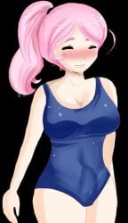 1futa big_breasts blush breasts bulge fumiko_fujimoto_(plum_tea) futanari huge_breasts large_breasts penis pink_hair plum_tea ponytail saintxtail sprite sprite_art sukumizu sweat swimsuit wet