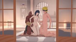 1girls 2boys 3d ambiguous_penetration areolae balls beard big_breasts blonde_hair blue_eyes blue_hair blush bob_cut boruto:_naruto_next_generations bracelet breasts cornrows couple dark-skinned_male dark_skin erect_nipples erection facial_hair facial_markings forehead_protector from_behind from_behind_position hanami_(artist) handjob headband hyuuga_hinata indoors interracial jewelry kneeling koikatsu large_breasts light-skinned_female light-skinned_male light_skin long_hair looking_pleasured male male_penetrating mature mature_female medium_hair milf moustache naked naruto naruto_(series) naruto_shippuden netorase nipples nude nude_female nude_male on_knees open_mouth pale-skinned_female pale_skin partially_clothed penetration penis pink_nipples pleasure_face raikage shoulder_length_hair shounen_jump smile smiling swingers tattoo teamwork testicles threesome uzumaki_naruto whisker_markings whiskers yellow_hair