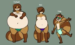 accessory anthro belly big_belly big_bulge brown_body brown_fur brown_hair bulge canid canine closed_eyes clothed clothing cody_takahashi father father_and_child father_and_son fur green_eyes group hair headband huge_bulge hyper hyper_belly male mammal markings mild_hyper model_sheet moobs navel nick_takahashi_(norithics) norithics obese obese_anthro obese_male overweight overweight_anthro overweight_male parent parent_and_child raccoon_dog ring_(marking) ringtail son tail_markings tanuki teenager trio underwear underwear_only yoshiyuki_takahashi young